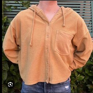 American Eagle Women Corduroy Hooded Button Up Shirt Jacket Size/S